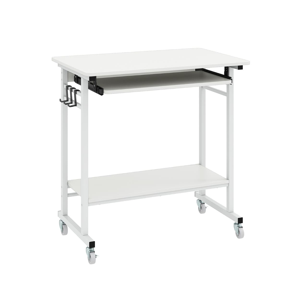 Bureau d'Ordinateur à Roulettes Bureau Informatique Mobile avec Plateau Clavier Extractible pour Bur