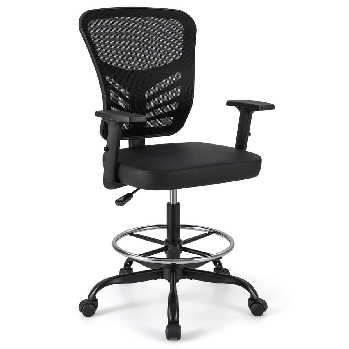 Chaise de Bureau Ergonomique Hauteur D'assise 54-75 Cm Fauteuil Pivotant Haut avec Accoudoirs Releva
