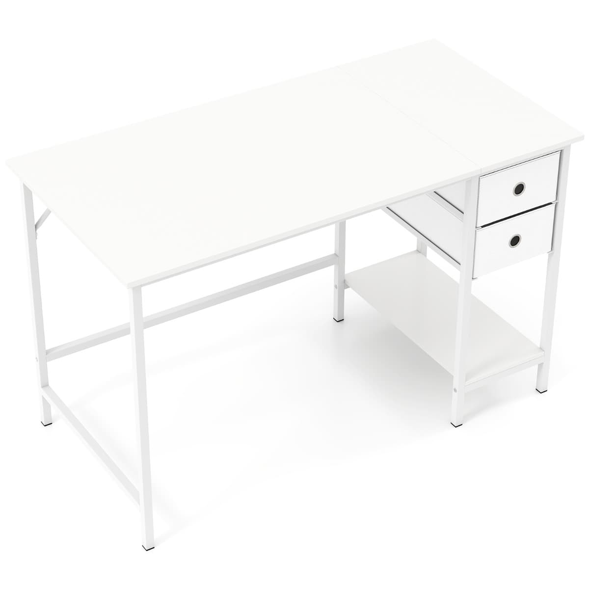 Bureau de 120 Cm Poste de Travail Informatique Moderne avec 2 Tiroirs Crochet de Suspension Étagère