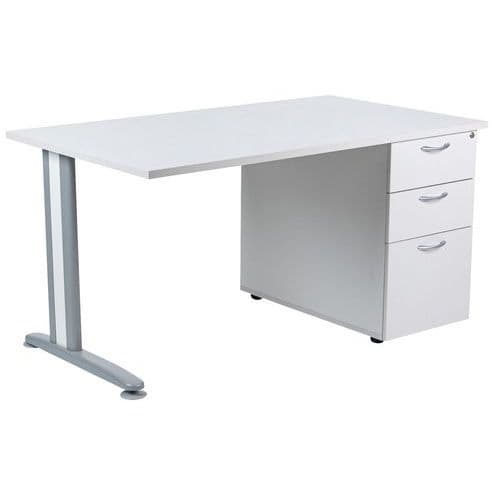 Bureau 180 Cm Avec Caisson Porteur Pied MÃ©tal T.2318