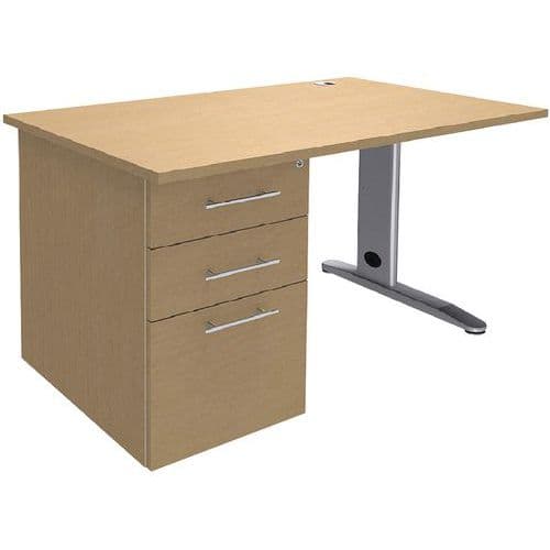Bureau 140 Cm Avec Caisson Porteur Pied MÃ©tal T.1316