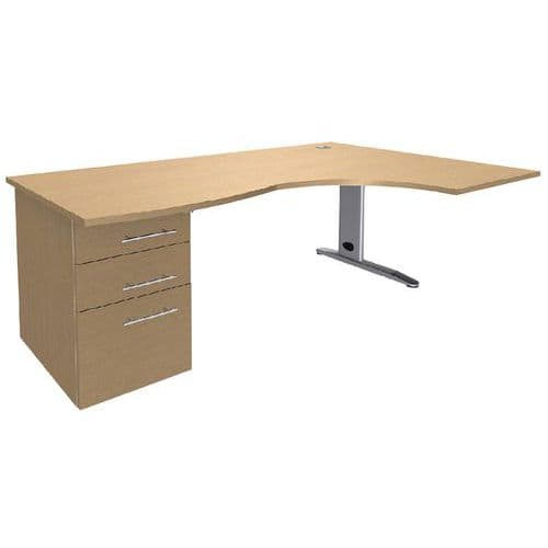 Bureau Asym. 180 Cm Retour Droit Av Caiss. Porteur T.1316