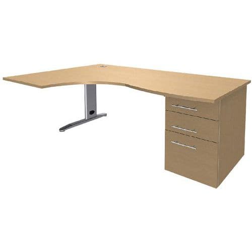 Bureau AsymÃ©trique 180 Cm Retour G. Av Caiss. Porteur T.1316