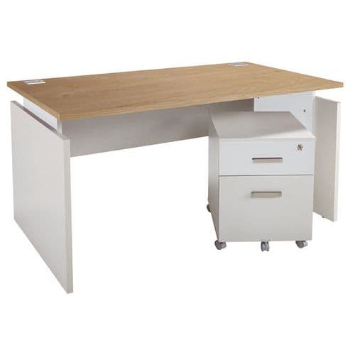 Bureau Droit LinÃ©o 160 Cm Avec Caisson 2 Tiroirs ChÃªne/alu