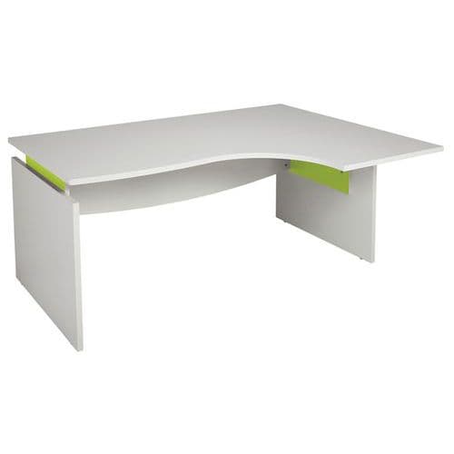 Bureau AsymÃ©trique LinÃ©o L.160cm Retour Ã Droite Blc Et Anis