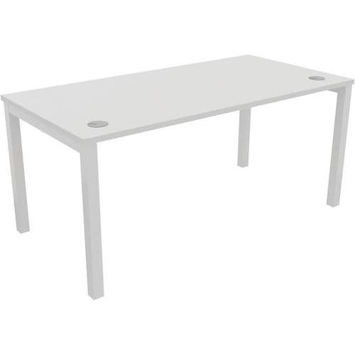 Bureau Droit Pied Arche 160x80 Cm Blanc Et Blanc