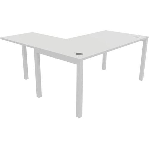 Bureau Pied Arche 160x80cm + Extens. 60x80cm Blanc Et Blanc