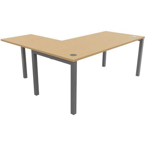 Bureau Pied Arche 180 X 80 Cm Av Extension 60x80cm HÃªtre/alu